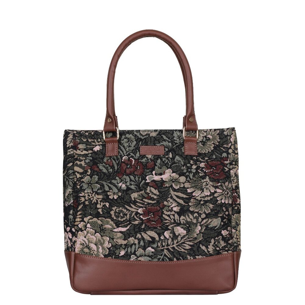 Women’s Vintage Pattern Tapestry Fabric Top Handle Tote Bag, Handbag Purse